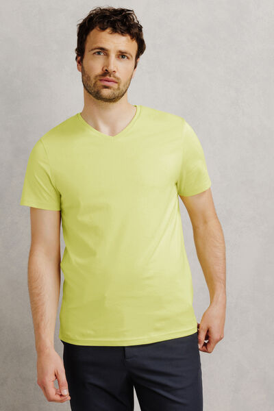 Basic T-shirt met V-hals in biokatoen