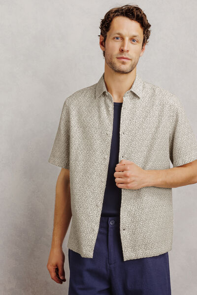Chemisette 100% coton fleurie textur&eacute;e