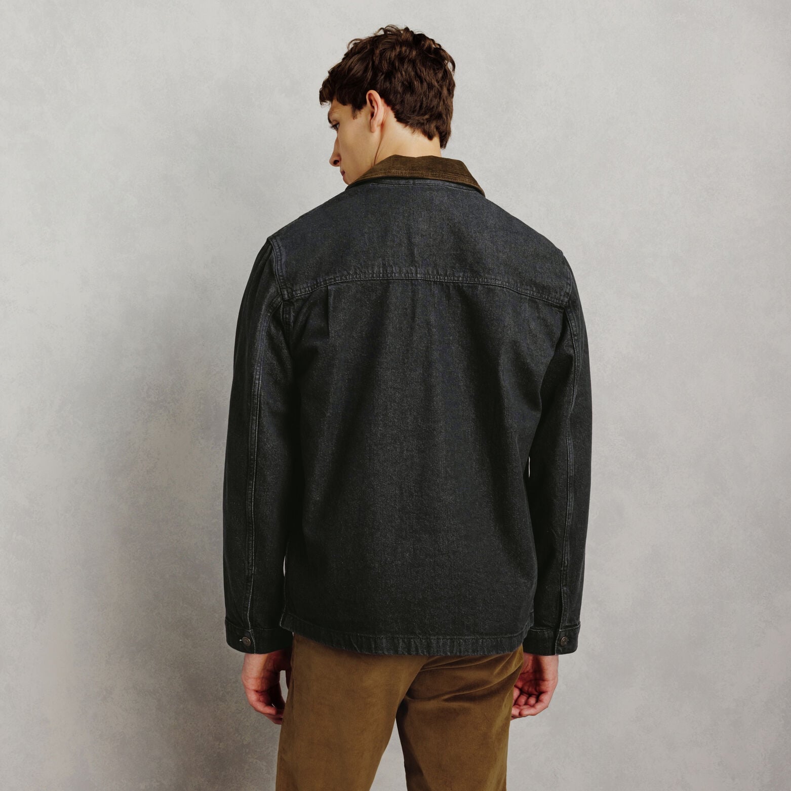 Jeansjas met fluwelen hemdkraag 100% katoen