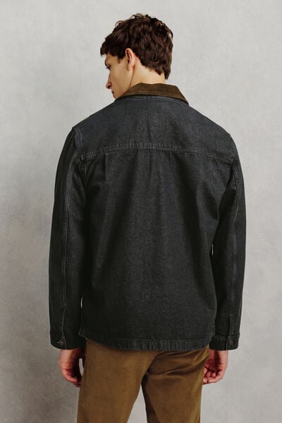 Veste en jean 100% coton col chemise en velours