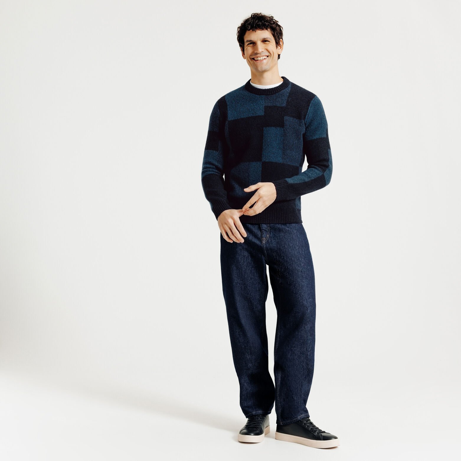 Pull col rond jacquard fantaisie