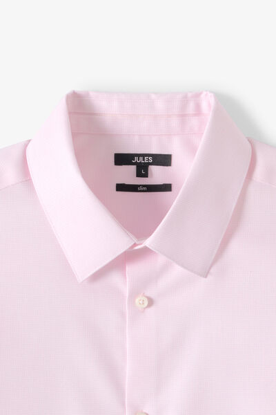 Chemise 100% coton slim sans repassage textur&eacute;e / 