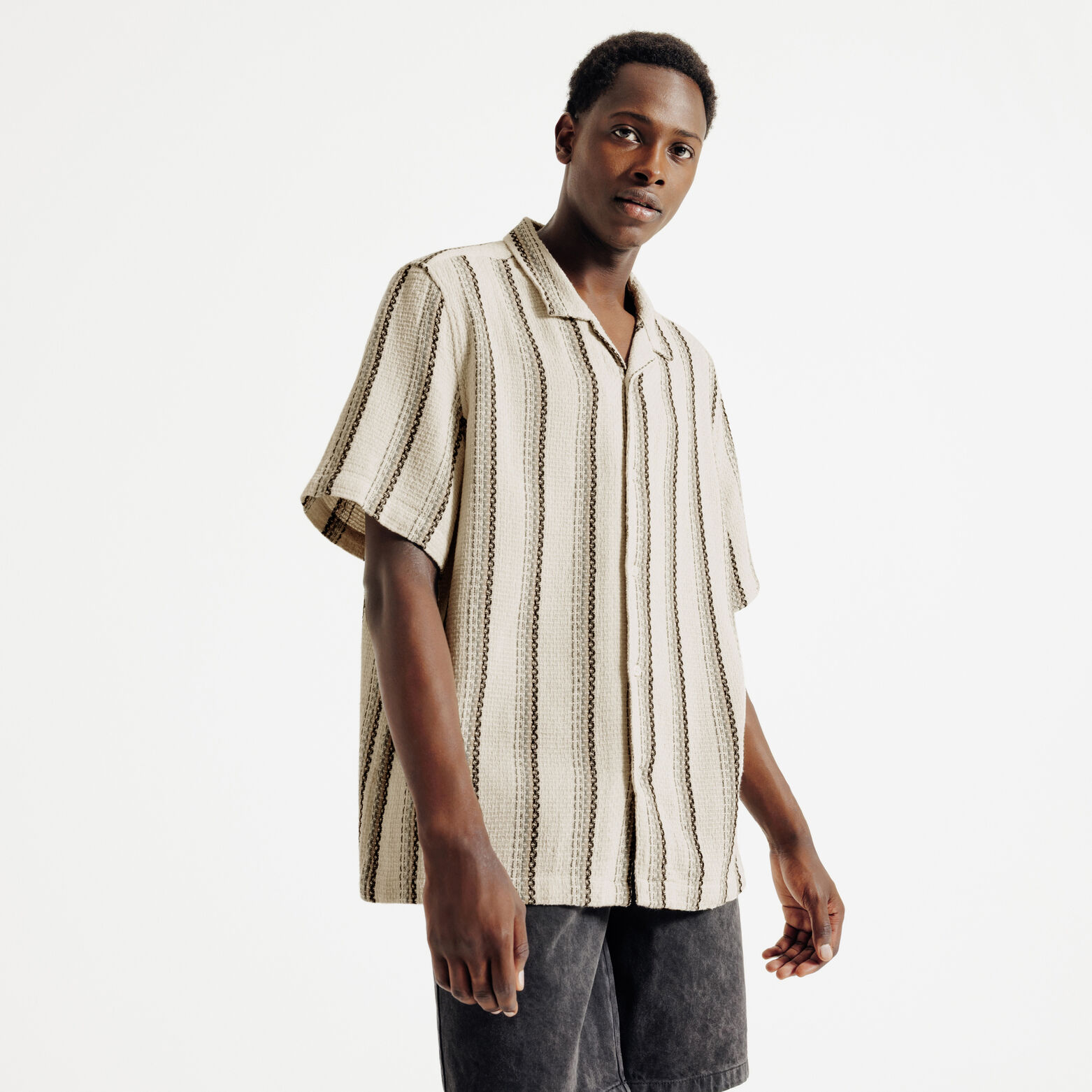 Chemisette en coton jacquard rayée