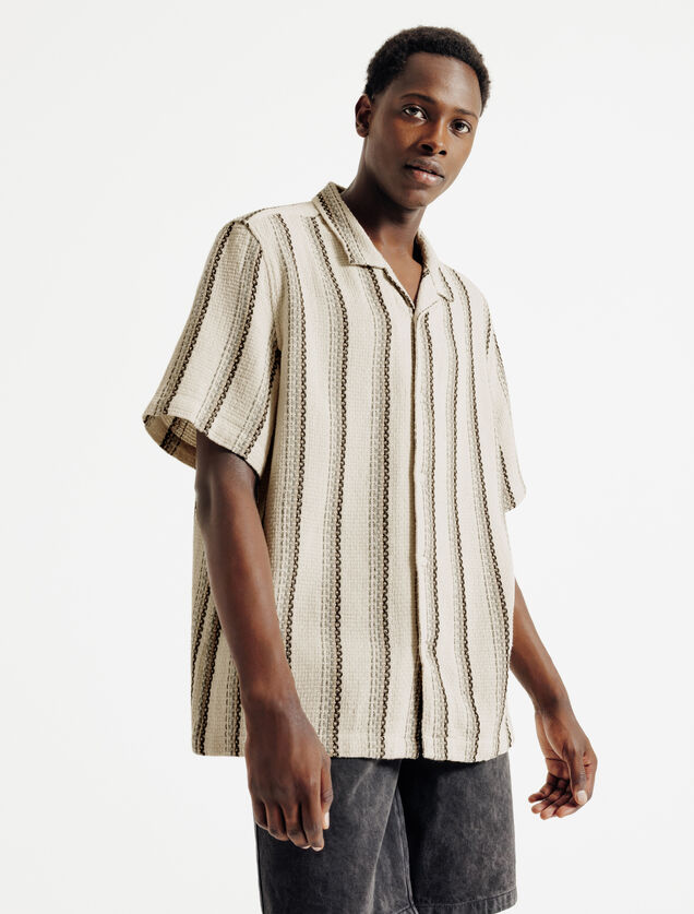 Chemisette en coton jacquard ray&eacute;e