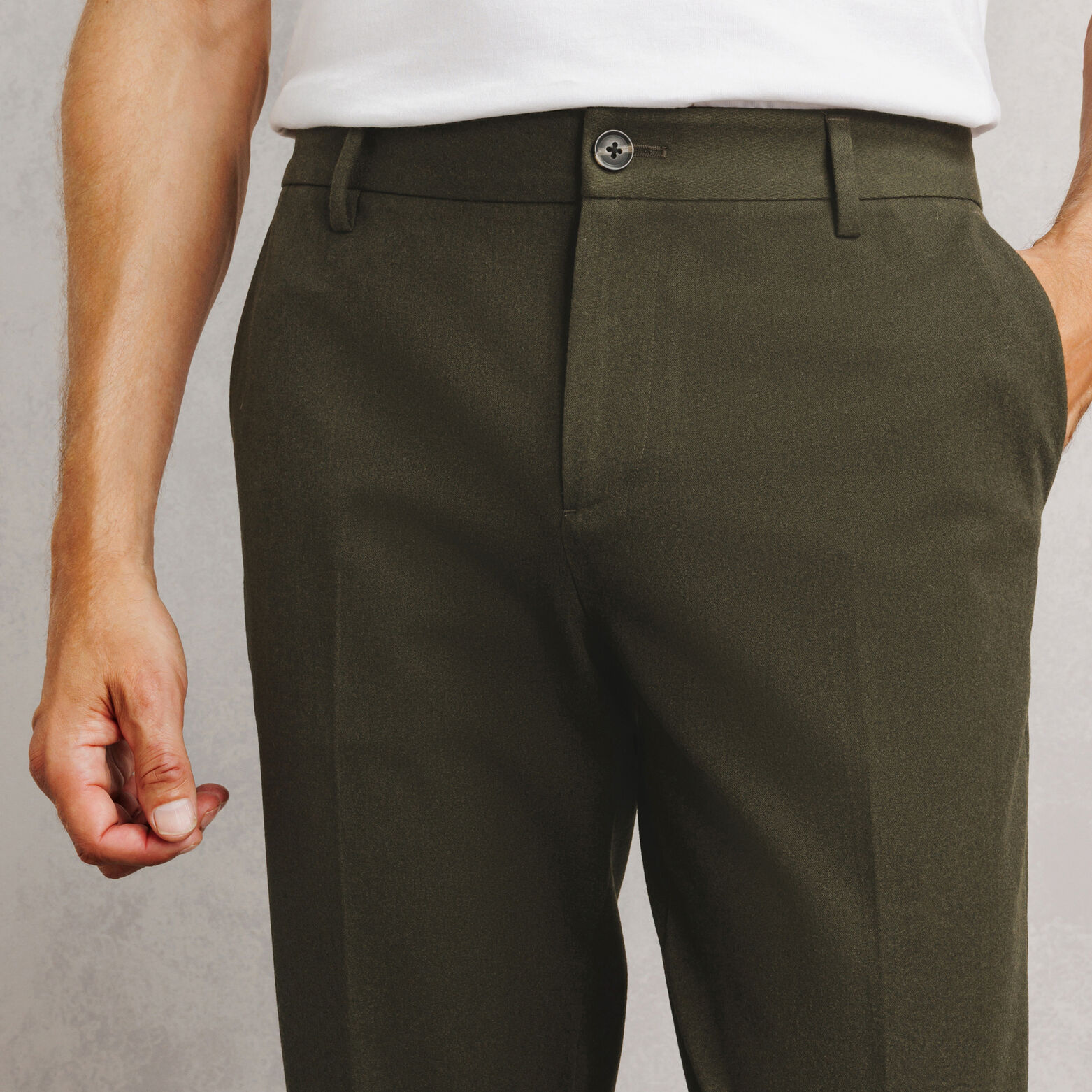 Pantalon chino slim en flanelle