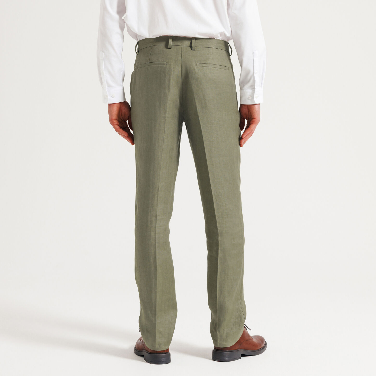 Pantalon de costume confort motif chevron 100% lin