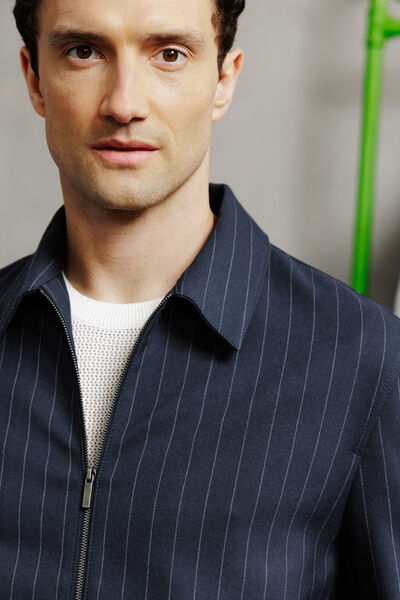 Gestreept jasje met hemdskraag en rits