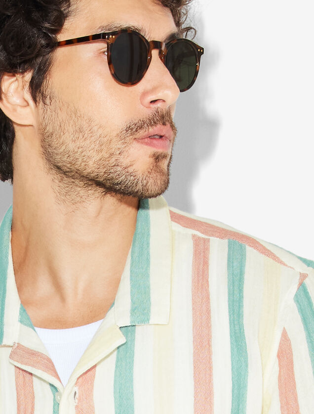 Chemisette en gaze de coton rayée