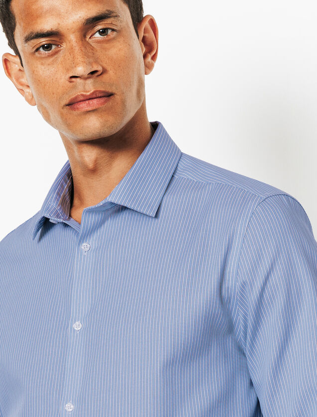 Slim fit gestreept katoenen overhemd, strijkvrij