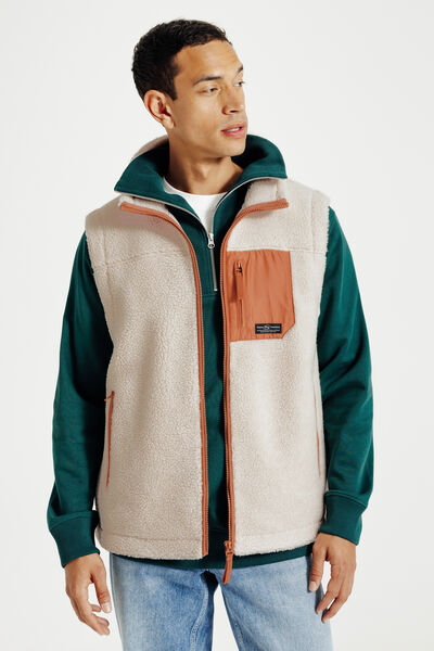 Veste sans manche en sherpa contrastée
