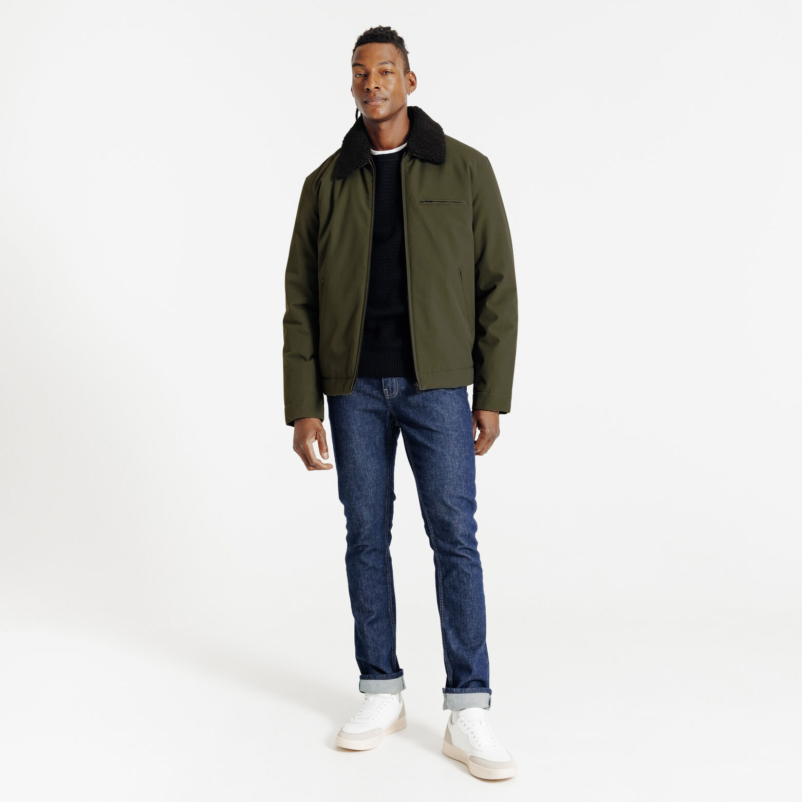 Blouson col chemise en sherpa amovible