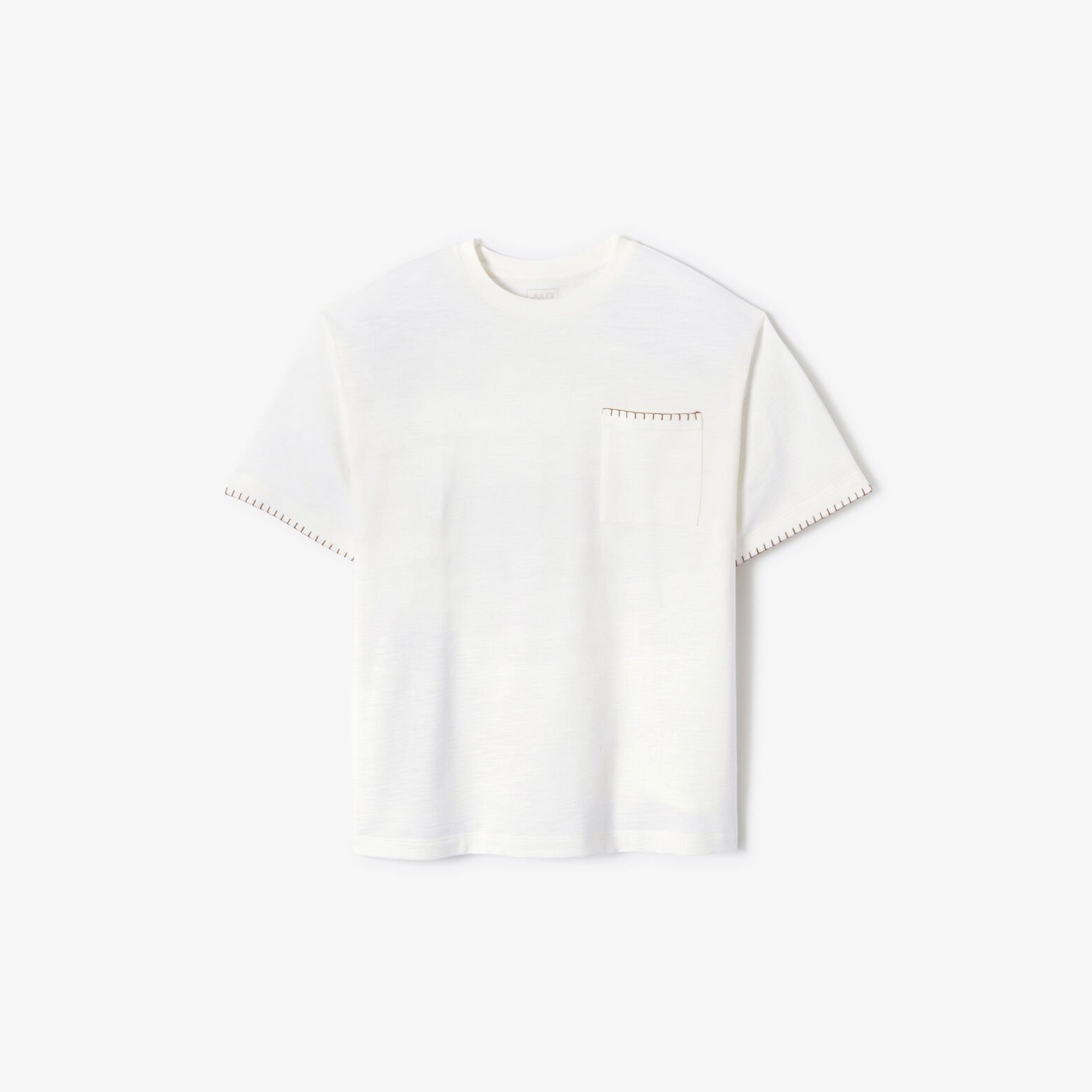 T-shirt in fantasiestof, borduursels mouweinden en