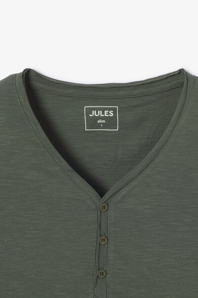 Tee shirt col tunisien mati&egrave;re flamm&eacute;e