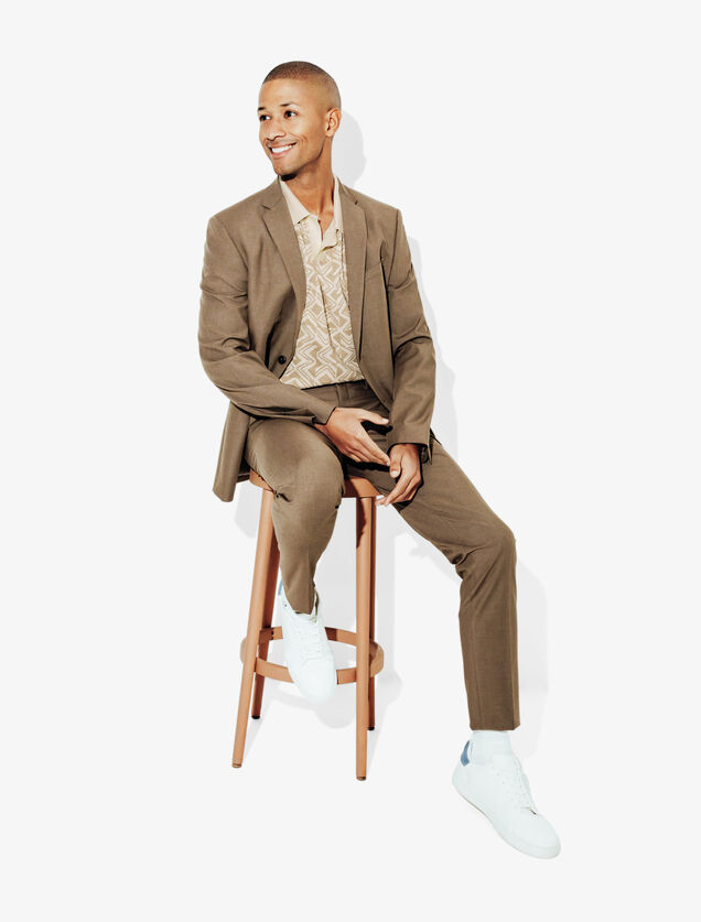 Polo manches courtes imprim&eacute; col resort