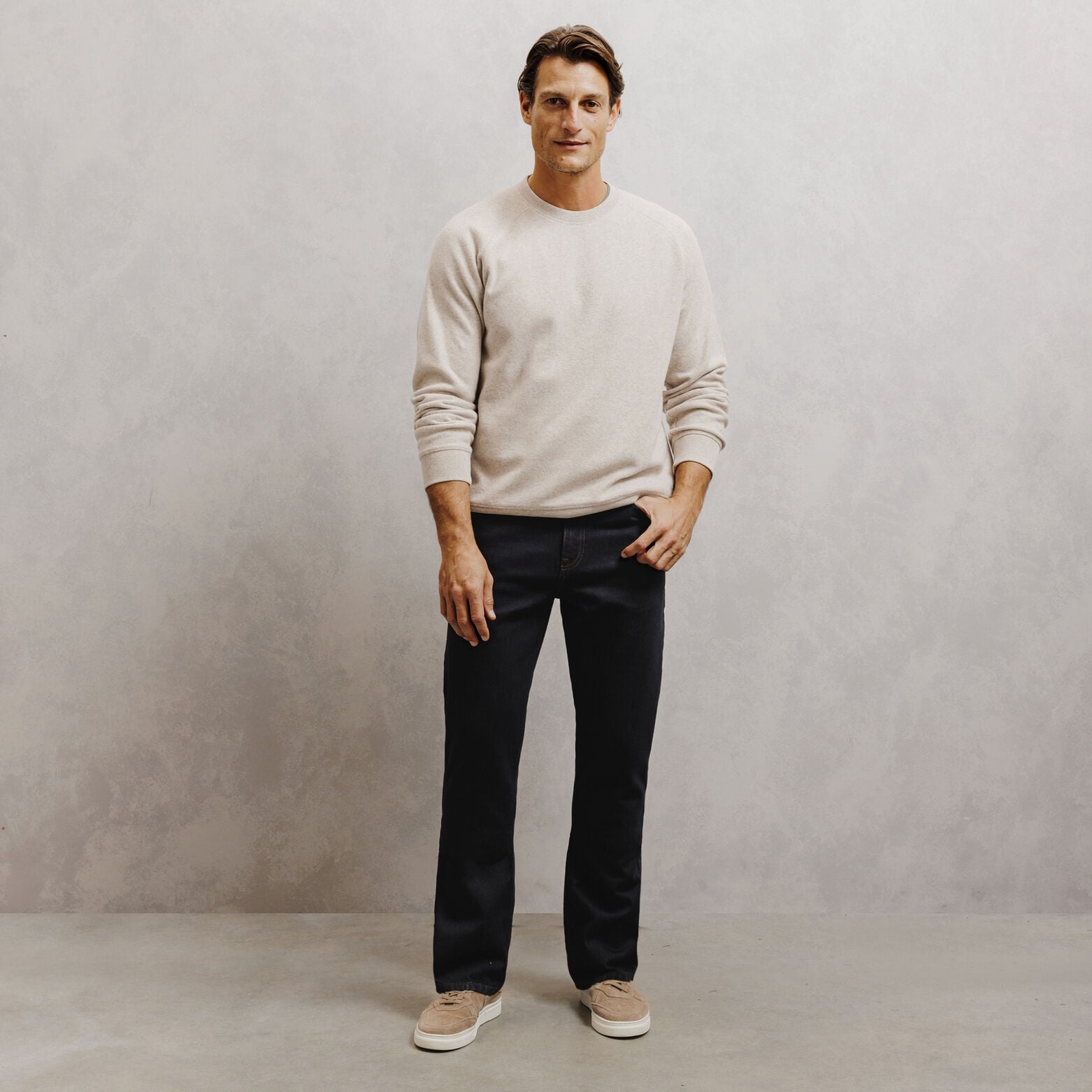 Jean straight revers color&eacute; 100% coton