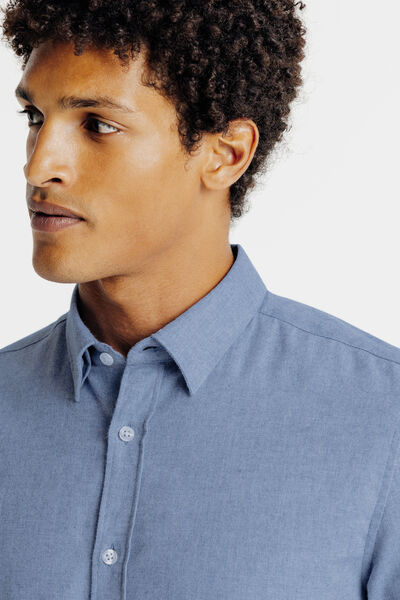 Chemise unie en coton flanelle