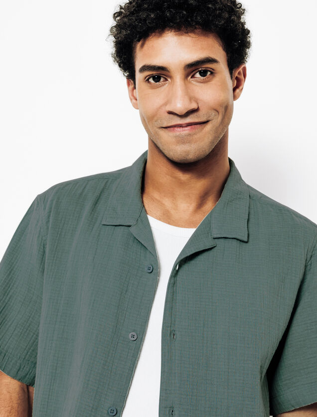 Chemisette en gaze de coton col requin