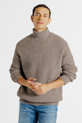 Pull col roulé tweed