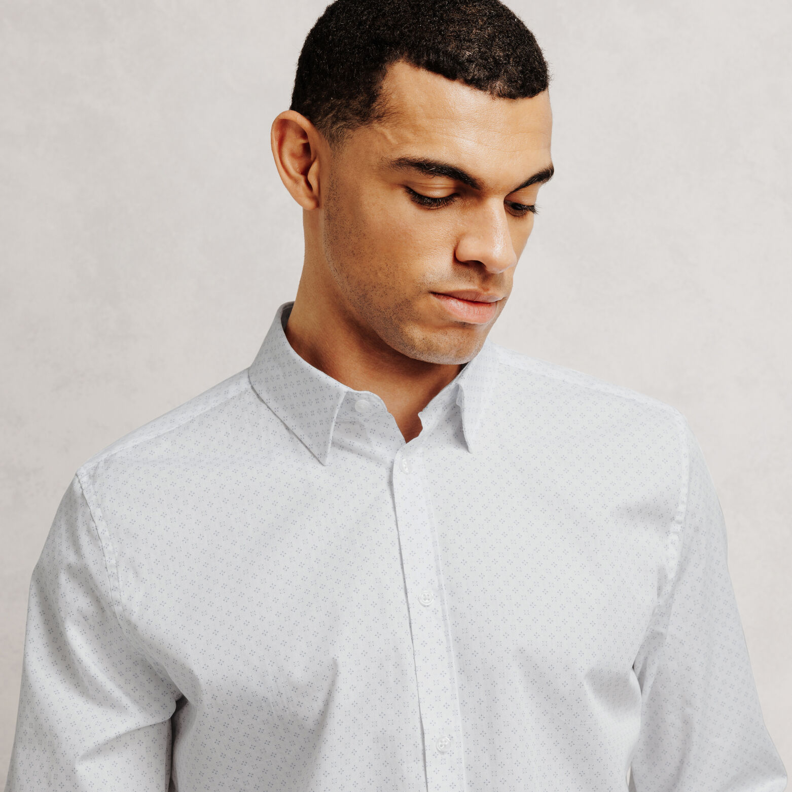 Chemise en coton slim imprim&eacute; g&eacute;om&eacute;trique