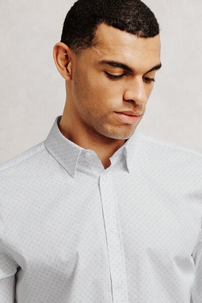 Slim fit hemd in katoen met geometrische print