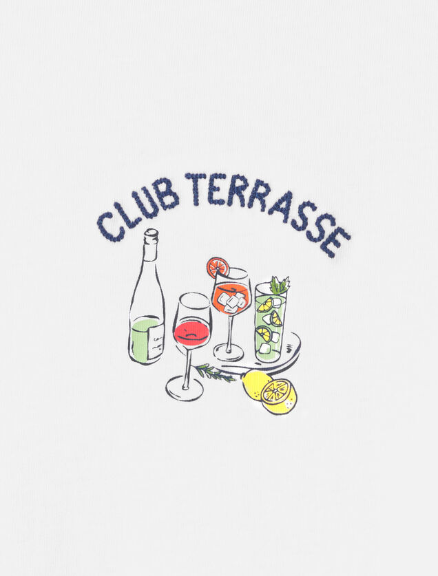Gevlamd T-shirt met print club terrasse