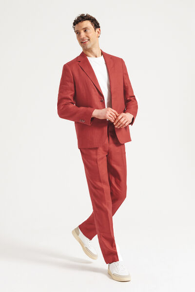 Costume 2 pi&egrave;ces confort chevron 100% lin - Rouille