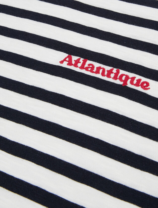 Tee shirt col rond marinière brodé