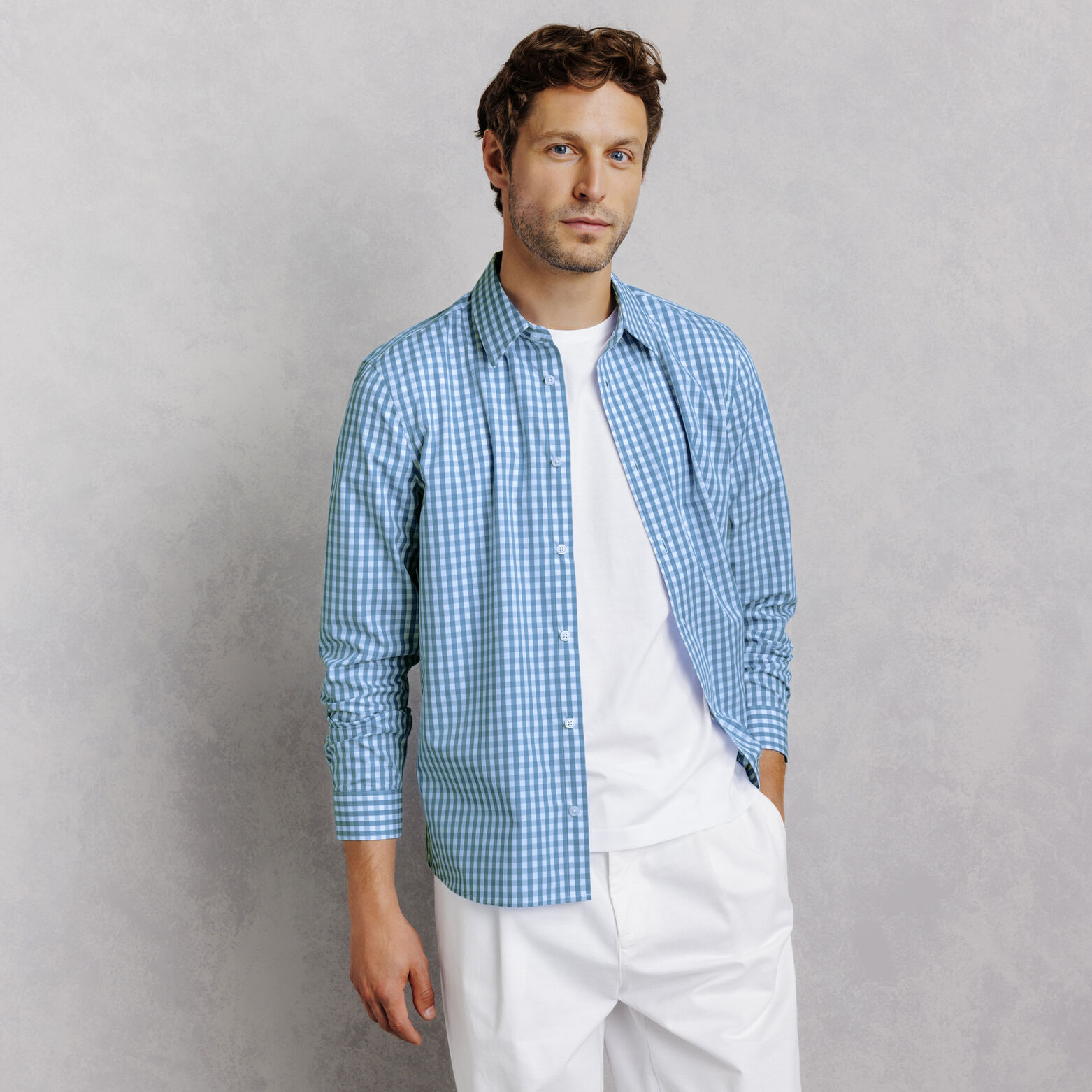 Chemise 100% coton regular &agrave; carreaux