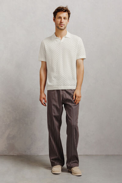 Polo en maille col resort damier