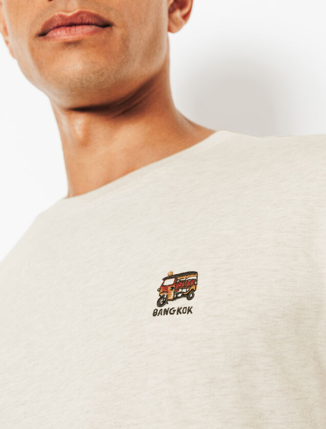 Tee shirt chin&eacute; brod&eacute; col rond