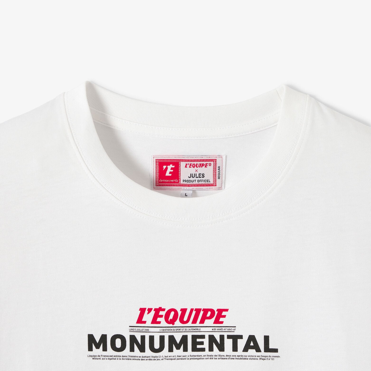 Tee shirt imprim&eacute; devant licence L'&Eacute;quipe