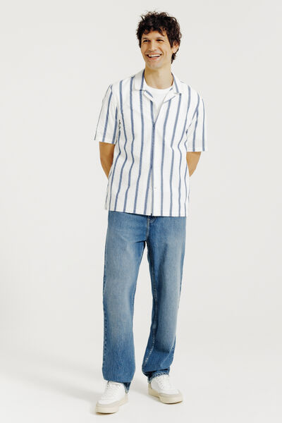 Gestreept hemdje in seersucker katoen