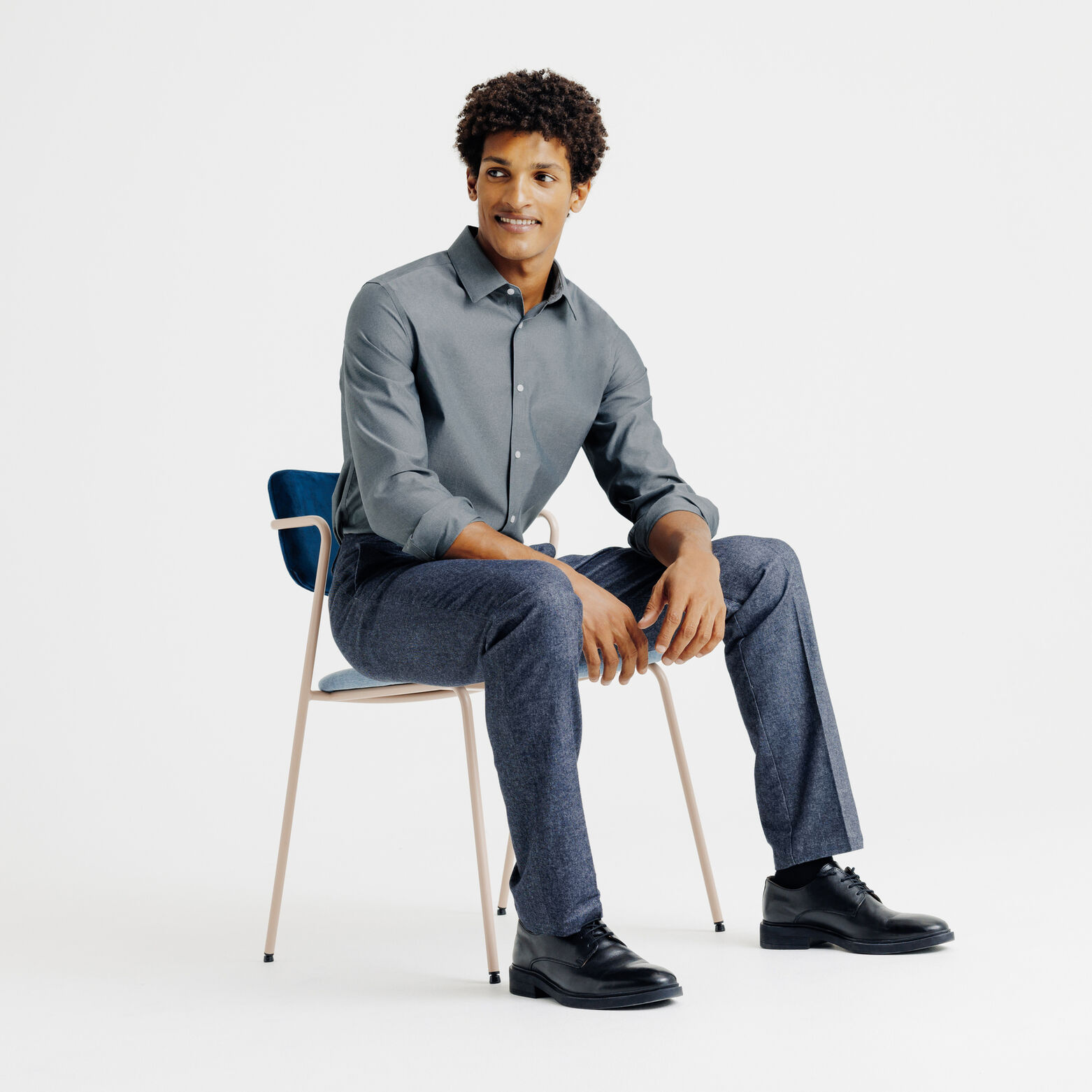 Strijkvrij regular fit hemd in katoen