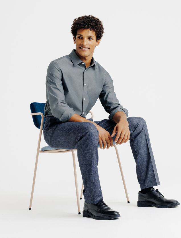 Strijkvrij regular fit hemd in katoen