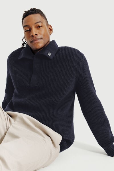 Trui truckerskraag in lambswool