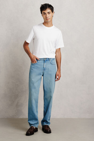 Jean loose RE-JEAN d&eacute;lav&eacute; 100% coton
