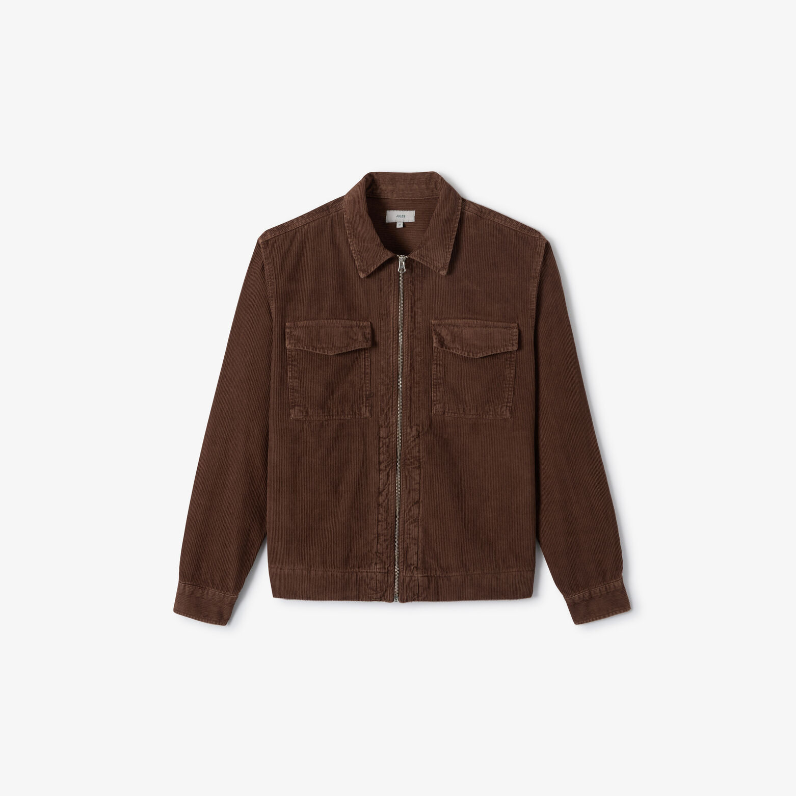 Veste zipp&eacute;e en velours col chemise