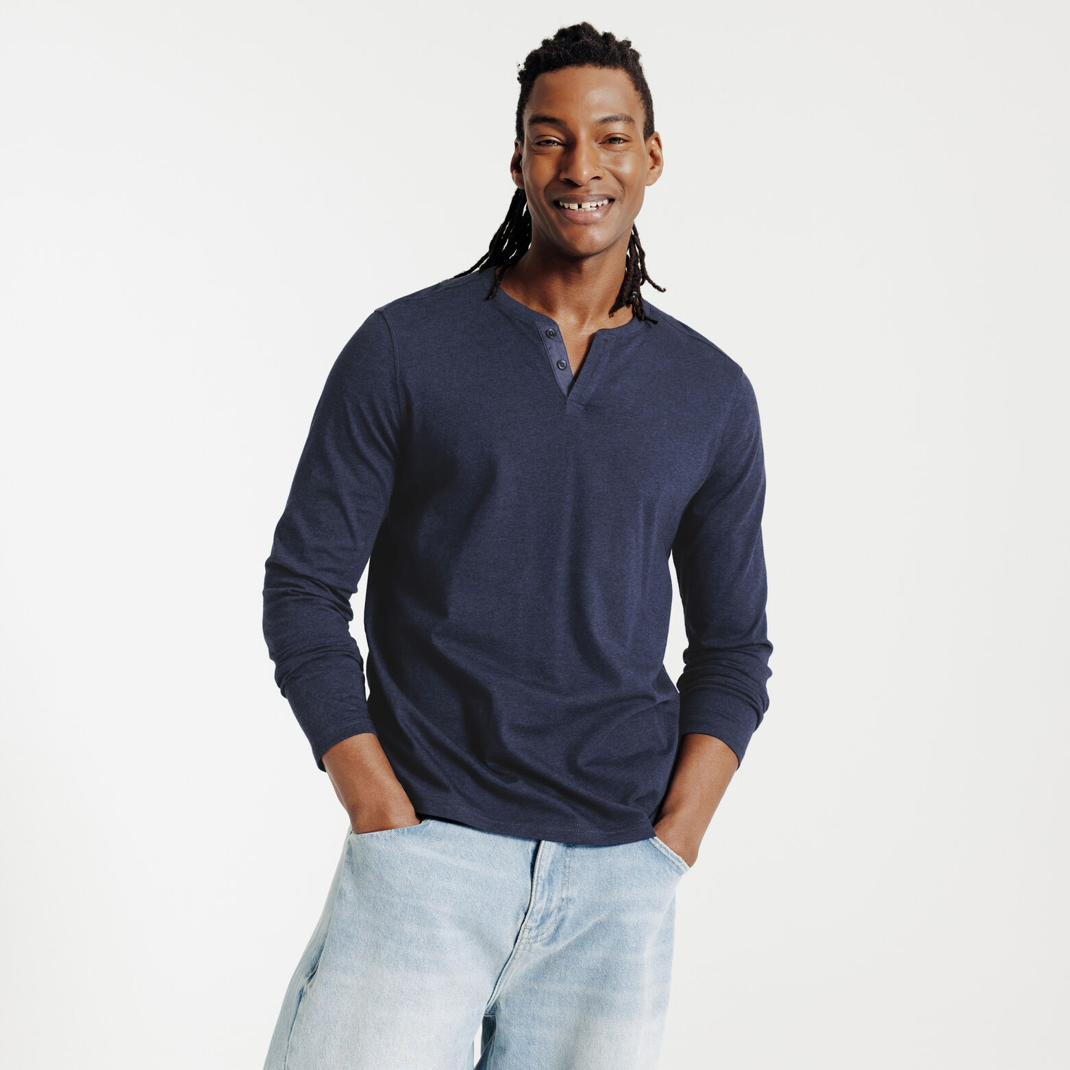 Tee shirt col tunisien manches longues