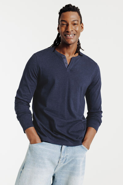 Tee shirt col tunisien manches longues