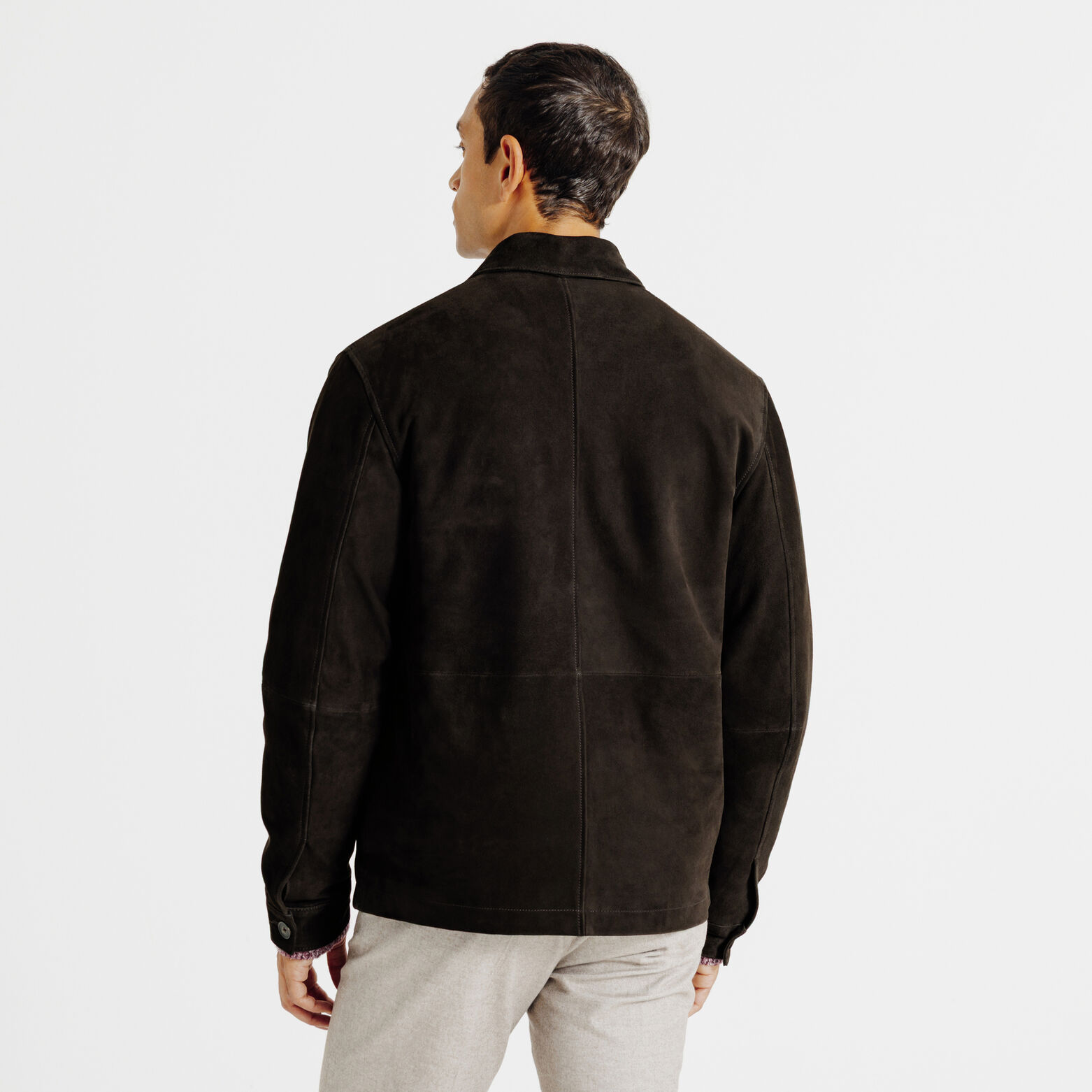 Blouson en cuir col chemise