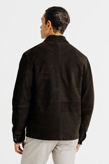 Blouson en cuir col chemise
