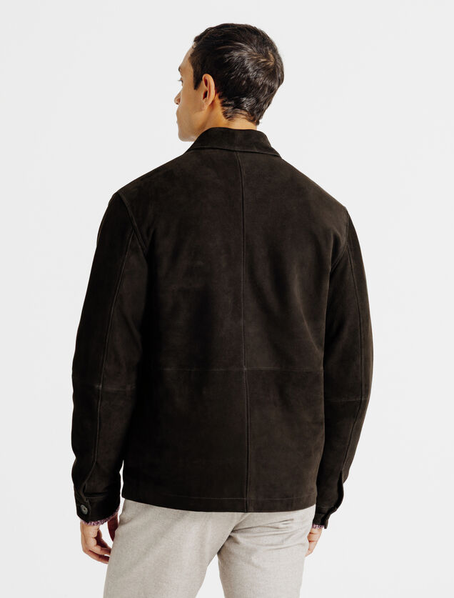 Blouson en cuir col chemise