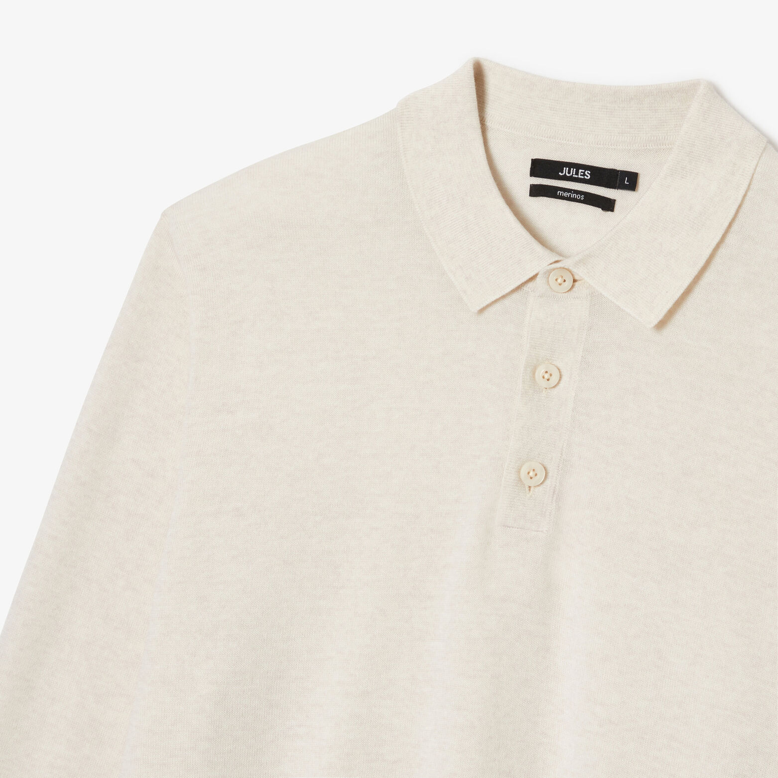 Polo met knoopkraag in merinoswol