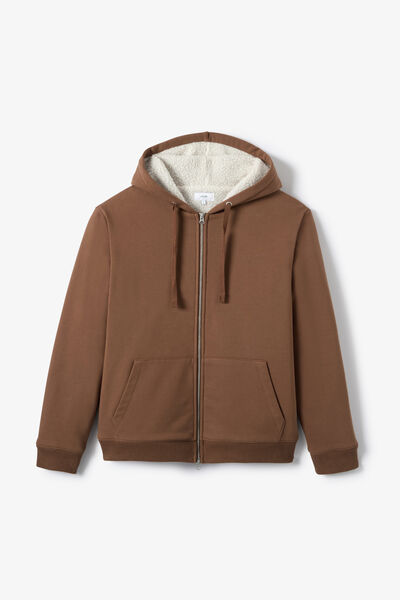Sweat &agrave; capuche zipp&eacute; doubl&eacute; sherpa