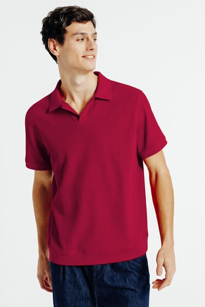 Polo manches courtes textur&eacute; col resort