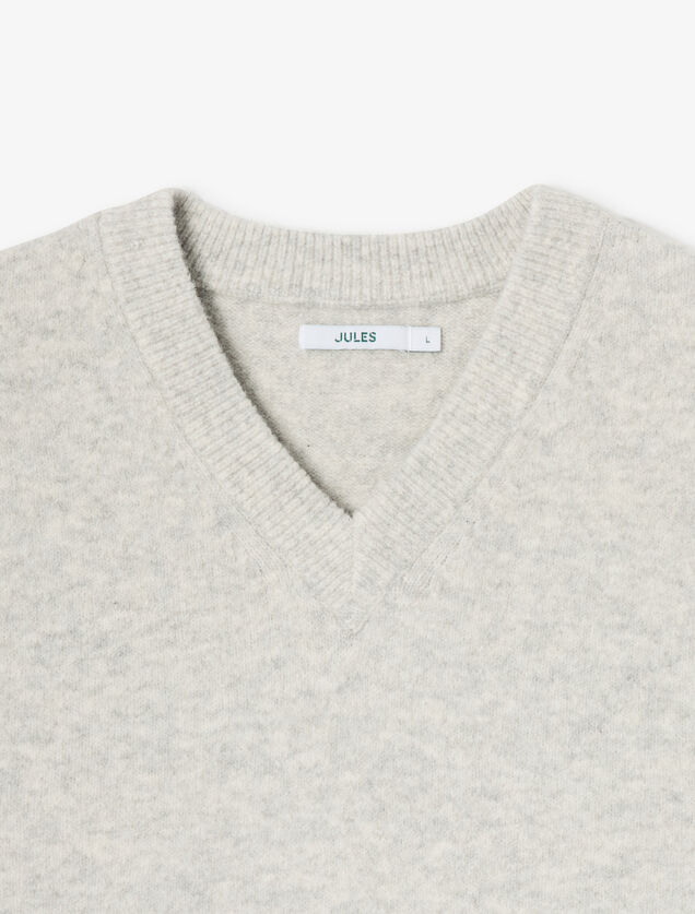 Pull col v sans manches