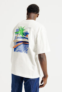 T-shirt in katoen met print voor- en achteraan