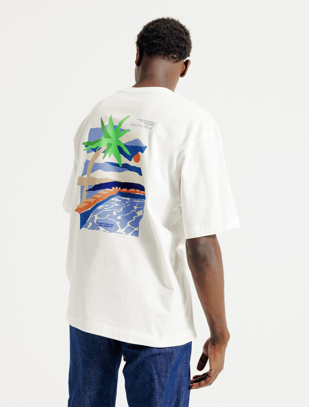 T-shirt in katoen met print voor- en achteraan