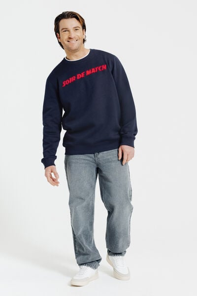 Sweat col rond d&eacute;tail bouclette licence L'&Eacute;quipe