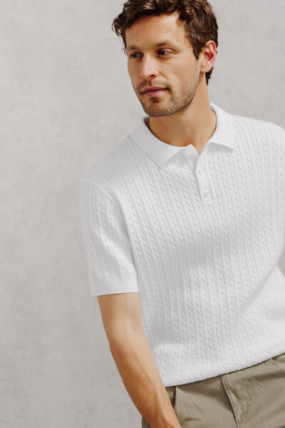 Polo en maille manches courtes torsad&eacute;